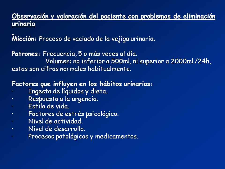 menos de la cantidad normal de micción